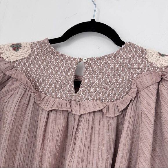 🤎Embroidery Peasant Style Puff Sleeve Blouse ENTRO Brand NWT Size S - Picture 9 of 13